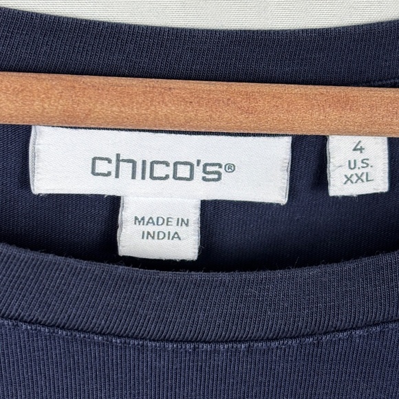 Chicos Embroidered Eyelet Tier Sleeve T shirt Pima Cotton Sz 4 = US: XXL Office - Picture 7 of 12